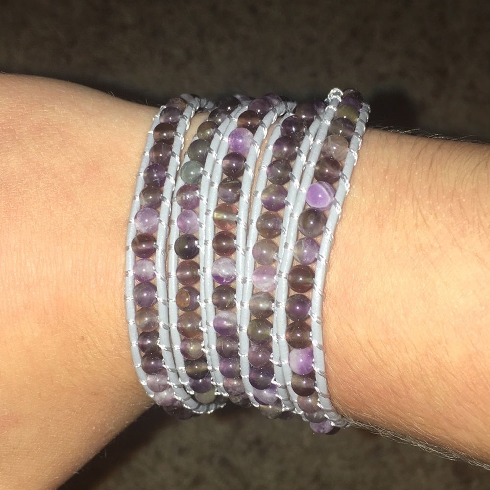 Purple beaded wrap bracelet